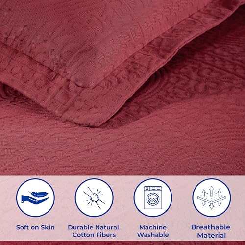 SUPERIOR Fleur De Lis 100% Cotton Jacquard Matelasse Bedspread Set, King