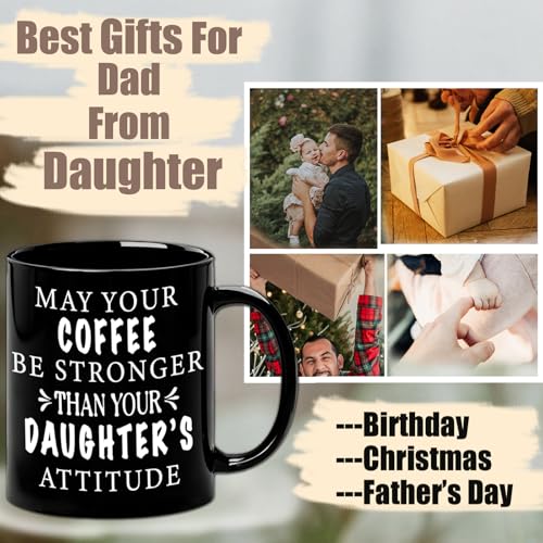 JUUNMAOO Dad Gifts Mug Black 11oz Funny Father's Day Coffee Mug from Daughter
