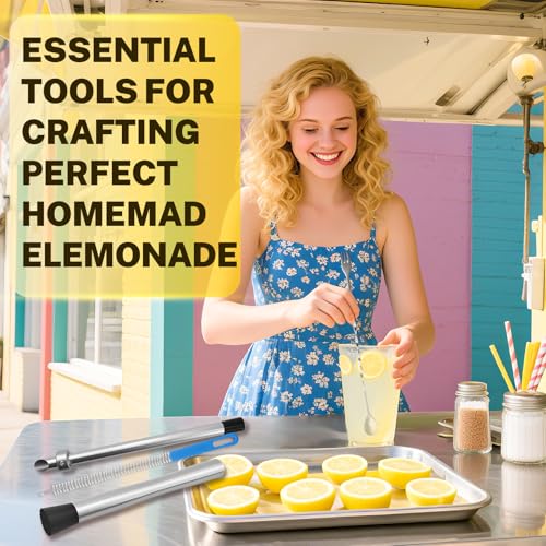 Lemonade Muddler Kit 4-in-1 - Straw Puncher, Lemon Smasher & Cleaning Brush