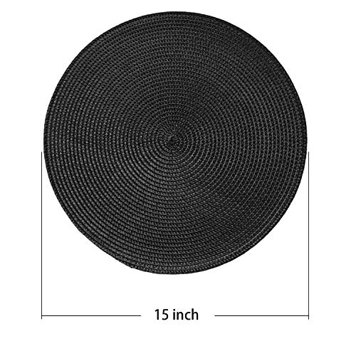 Set of 4 Round Woven Placemats, 15-Inch Heat Resistant Washable Table Mats