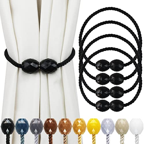 Magnetic Curtain Tiebacks - 4 Pack Decorative Braided Rope Holdbacks