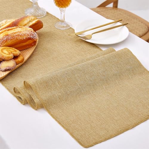 4 Pieces Burlap Table Runners 13x108 Inch Rustic Boho Runner