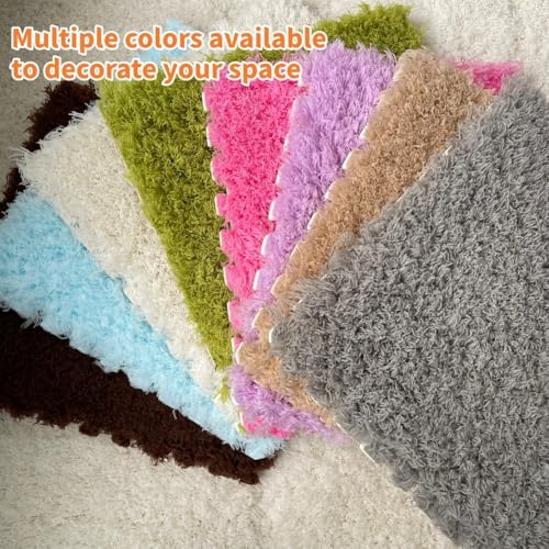 12 Pcs Plush Interlocking Carpet Tiles, Soft Shaggy EVA Foam Floor Mats