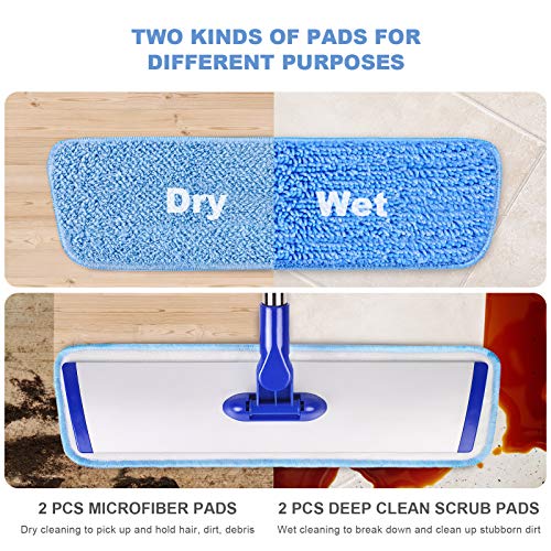 18-Inch Professional Microfiber Mop Floor Cleaning System with 4 Washable Pads