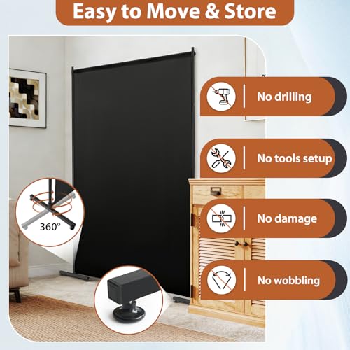 Portable Privacy Room Divider Screen, 5ft x 6ft Single Panel Partition