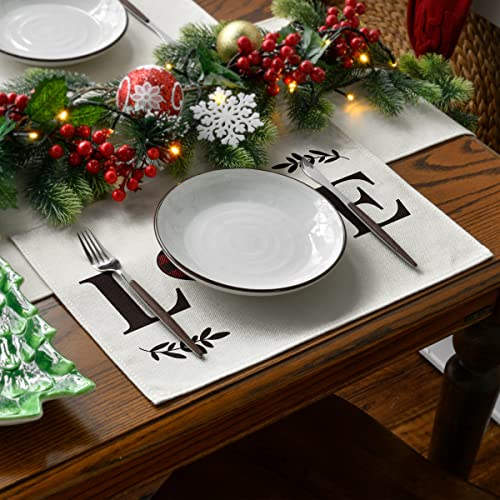 Black/Red Buffalo Plaid Placemats Set of 4 - 12 x 18 Inch Washable Dining Table Mats