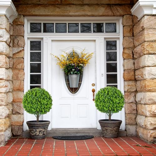 4 Pack 23-Inch Artificial Boxwood Ball Topiary Trees, UV Resistant Faux Plants