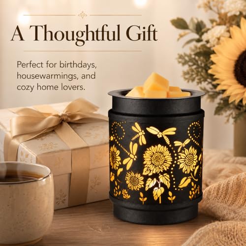 Sunflower Metal Wax Melt Warmer – Electric Fragrance Candle Oil Burner