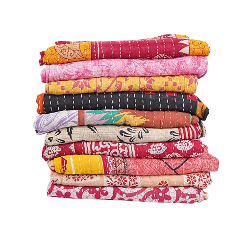 Handmade Indian Vintage Kantha Quilt Set - 3 PCs, Twin Size
