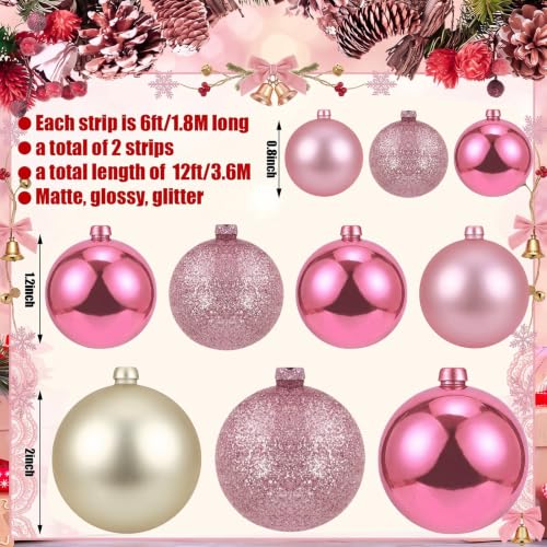 Yuxung 2 Pcs 6 ft Pink & Champagne Gold Christmas Garland - Pink/Champagne Gold 6 ft each