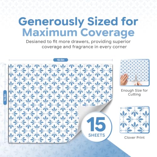 STRN Scented Drawer Liners with Fresh Linen Fragrance - Large 15 Sheets, 19.7" x 14.4"