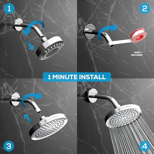 SparkPod 6-Inch High Pressure Rain Shower Head, Polished Chrome