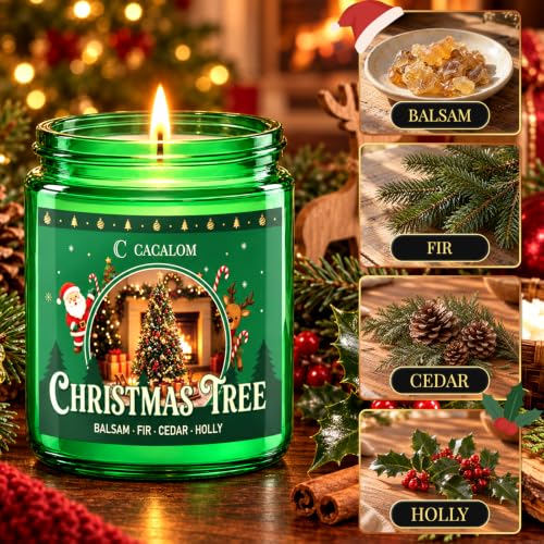 C CACALOM Christmas Scented Tree Candle 7oz - Soy Wax Holiday Decor, Pack of 1