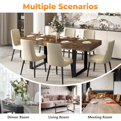 Extendable Dining Table 63-79 Inch Rectangular Farmhouse Kitchen Table
