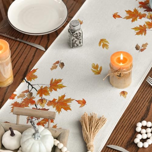 210 GSM Fall Table Runner 13x72 Inch Beige Polyester Home Decor