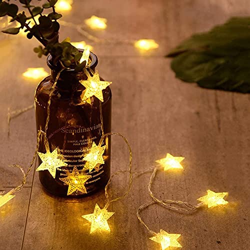 ANJAYLIA 20 LED Star String Lights, 10FT Battery Operated Warm White Fairy Lights for Bedroom, Party & Holiday Decor