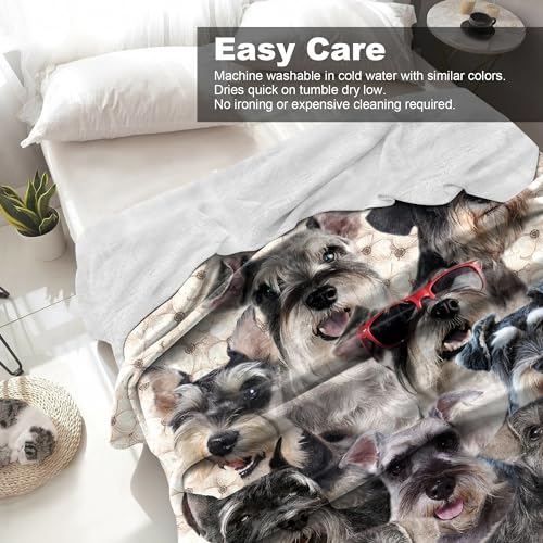 NHBTGSF Schnauzer Dog Throw Blanket 50x60 310GSM Flannel Fleece for Teens & Adults