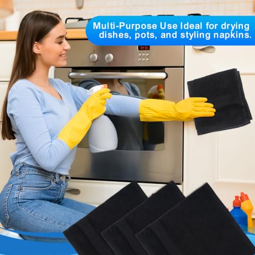 INFICRIME Black 6 Pack 100% Cotton Washcloths 13x13 Inch for Face & Body