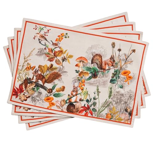 Maison d'Hermine Recolte Set of 4 13x19-Inch Cotton Placemats - European Watercolor Design