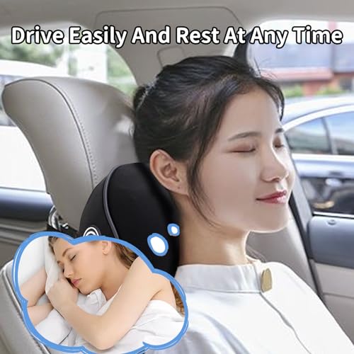 Memory Foam Car Headrest Pillow for Neck Support - 2 Pack with Sleep Masks