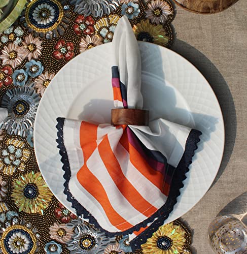 Orange Lace 18x18 Inch Cotton Napkins Set of 12 - 100% Cotton Craft Napkins
