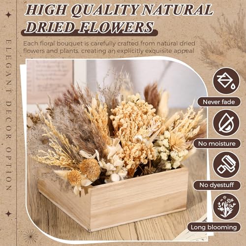 24 Pcs Mini Dried Flower Bouquets, Natural Boho Floral Decor for Weddings