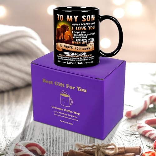 To My Son Gift Coffee Mug - Fatbaby Birthday Dad to Son 11oz Black Tea Cup