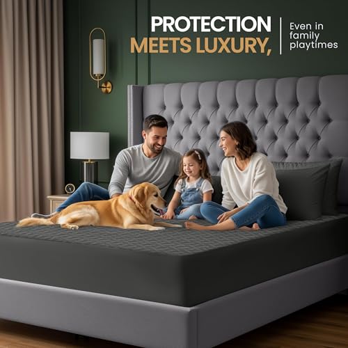 Utopia Bedding Waterproof Queen Mattress Protector - Fits 17" Deep, Gray