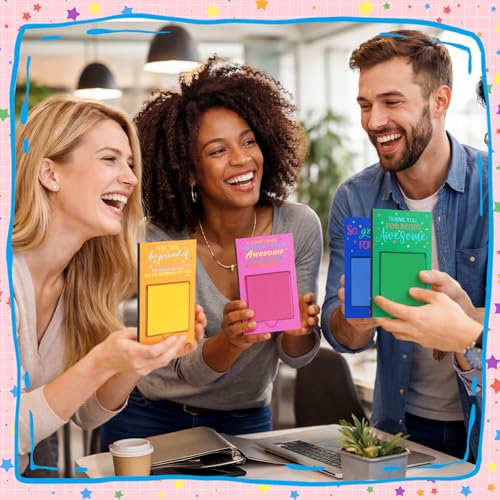 Motipuns Pastel Bright Colorful Christmas Appreciation Sticky Note Pad & Holder Set - 72 Pieces