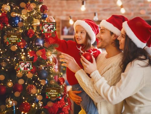 JUESMOS 2026 Personalized Christmas Photo Frame Ornament – Acrylic 3.2x2.3in with Gift Box