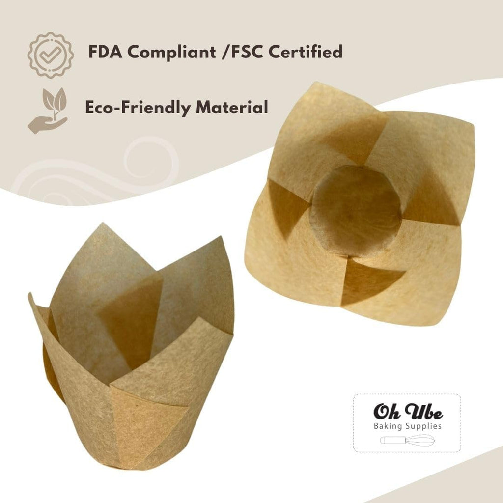 Nordic 150-Pack Brown Tulip Muffin Liners - Odorless, Non-Toxic, Grease-Resistant Cupcake Wrappers for All Occasions | Perfect for Weddings, Birthdays, Showers