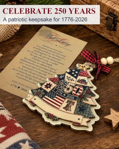 LIAOVEN 4pc Personalized USA 250th Anniversary Wooden Christmas Ornaments - Patriotic Decor
