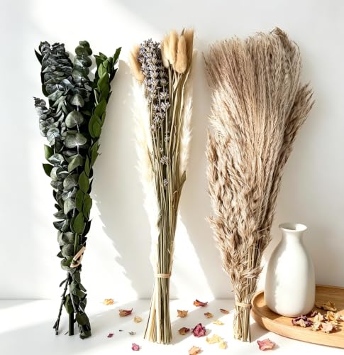 Natural Dried Pampas Grass Bouquet - Boho Floral Arrangement for Home Decor