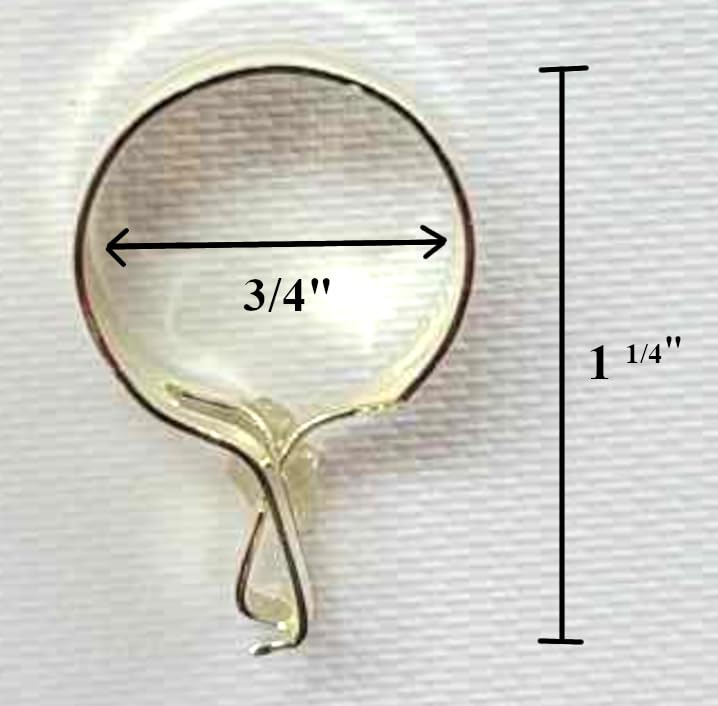 3/4-Inch Round Bright Brass Pinch-On Cafe Curtain Rings (10-Pack)
