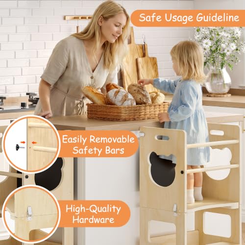 4-in-1 Foldable Toddler Learning Tower and Kitchen Step Stool