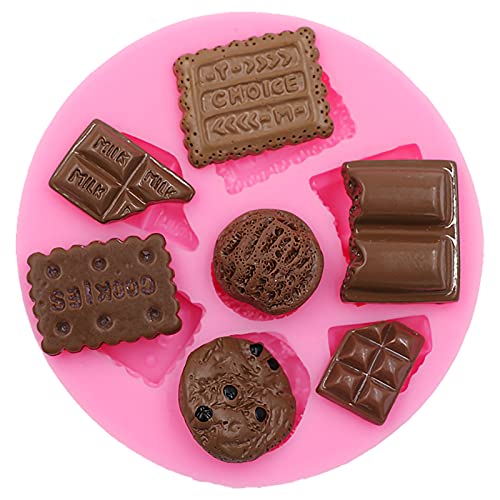 Jansowin Chocolate Cute Mini Candy Cookies Silicone Mold Set for Epoxy, Fondant & Desserts - 2D/3D Shapes