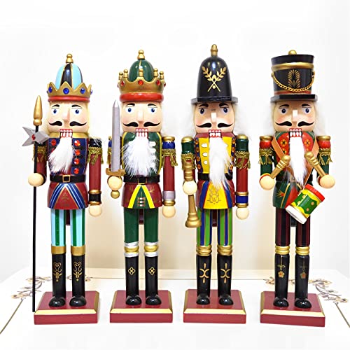 12-Inch Traditional Wooden Nutcracker Soldier - Hand-Painted Tabletop Decor
