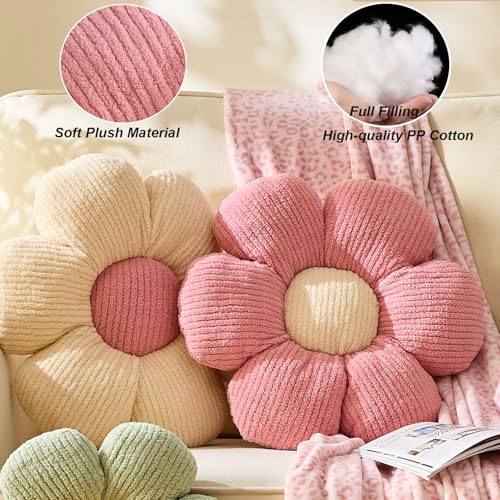 Flower Shaped Throw Pillow, Soft Daisy Decorative Cushion for Bed or Sofa