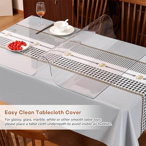1.5mm Clear Vinyl Tablecloth Protector 24 x 48 Inch Waterproof Desk Mat