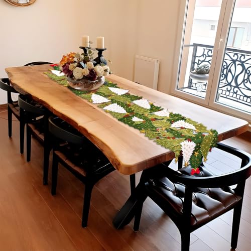 Ritgssi Christmas Tree Table Runner 13"x108" Winter Holiday Table Decor