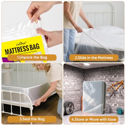 King / Cal King Mattress Bag for Moving & Storage, Plastic Protection Cover