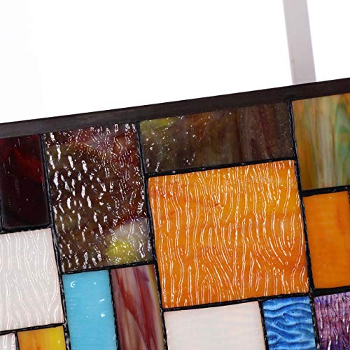 Geometric Color Block Tiffany-Style Stained Glass Window Panel 13x24