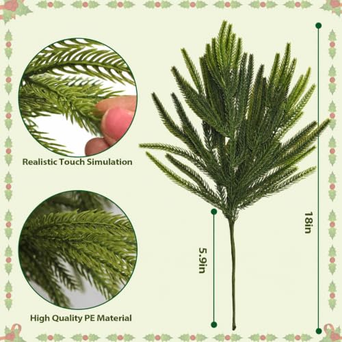 ILLUMINEW 16norfolk Pine | 18-Inch Artificial Christmas Norfolk Pine Stems for Holiday Decor