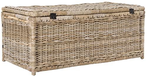46-Inch Hand-Woven Wicker Storage Trunk, Collapsible Fold-Flat Design