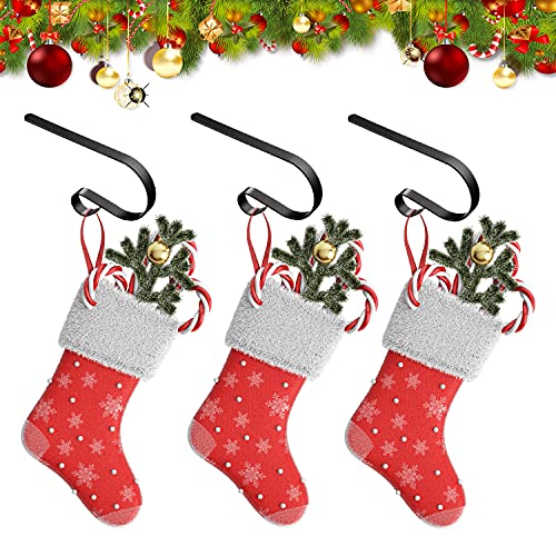 6-Piece Adjustable Metal Christmas Stocking Holders for Mantel, Black
