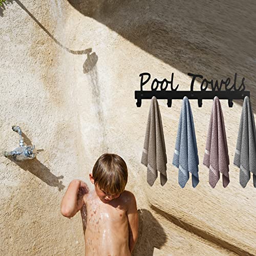 8-Hook Pool Towel Rack - Wall Mount Carbon Steel Organizer for Bathroom