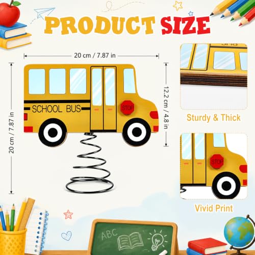 Wooden School Bus LED Tree Topper - 8x8 Inch Lighted Classroom Decor