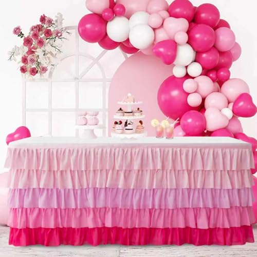 6ft Chiffon Ruffle Table Skirt for Birthday Party and Baby Shower