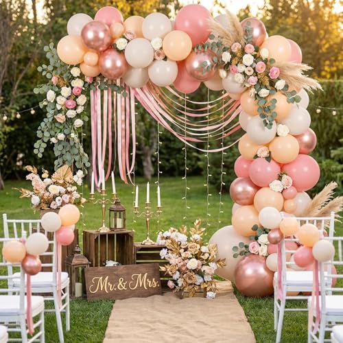 65pcs 12-Inch Pink and Rose Gold Balloon Set for Parties