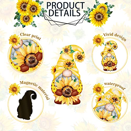 Sunflower Gnome Refrigerator Magnets Set - 16 Decorative Metal Fridge Decor